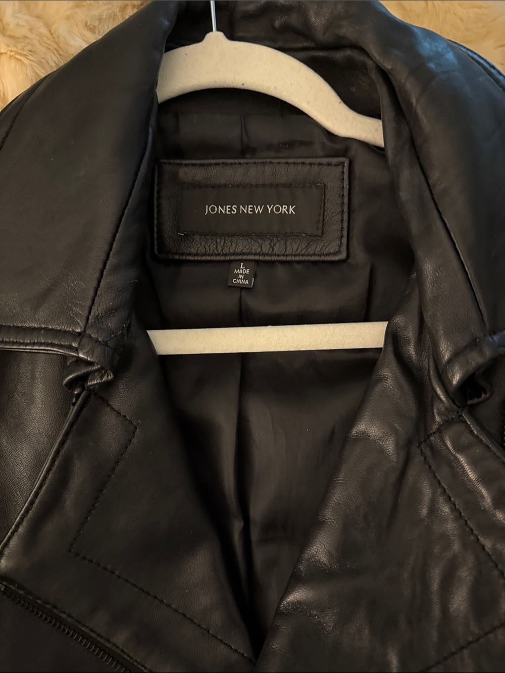 Jones New York Black Leather Moto Jacket